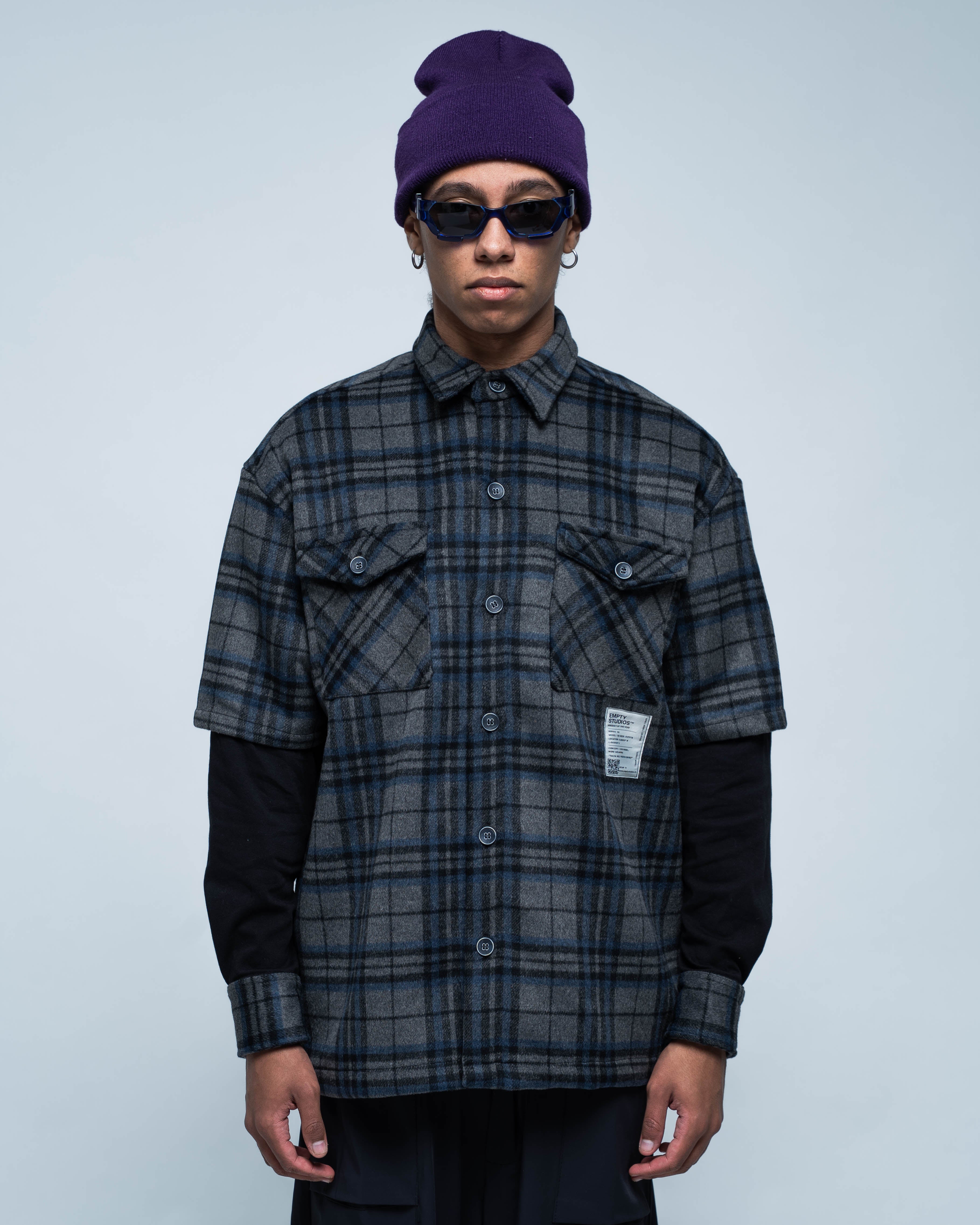 Grid Flannel 01 Gray and Black shirt
