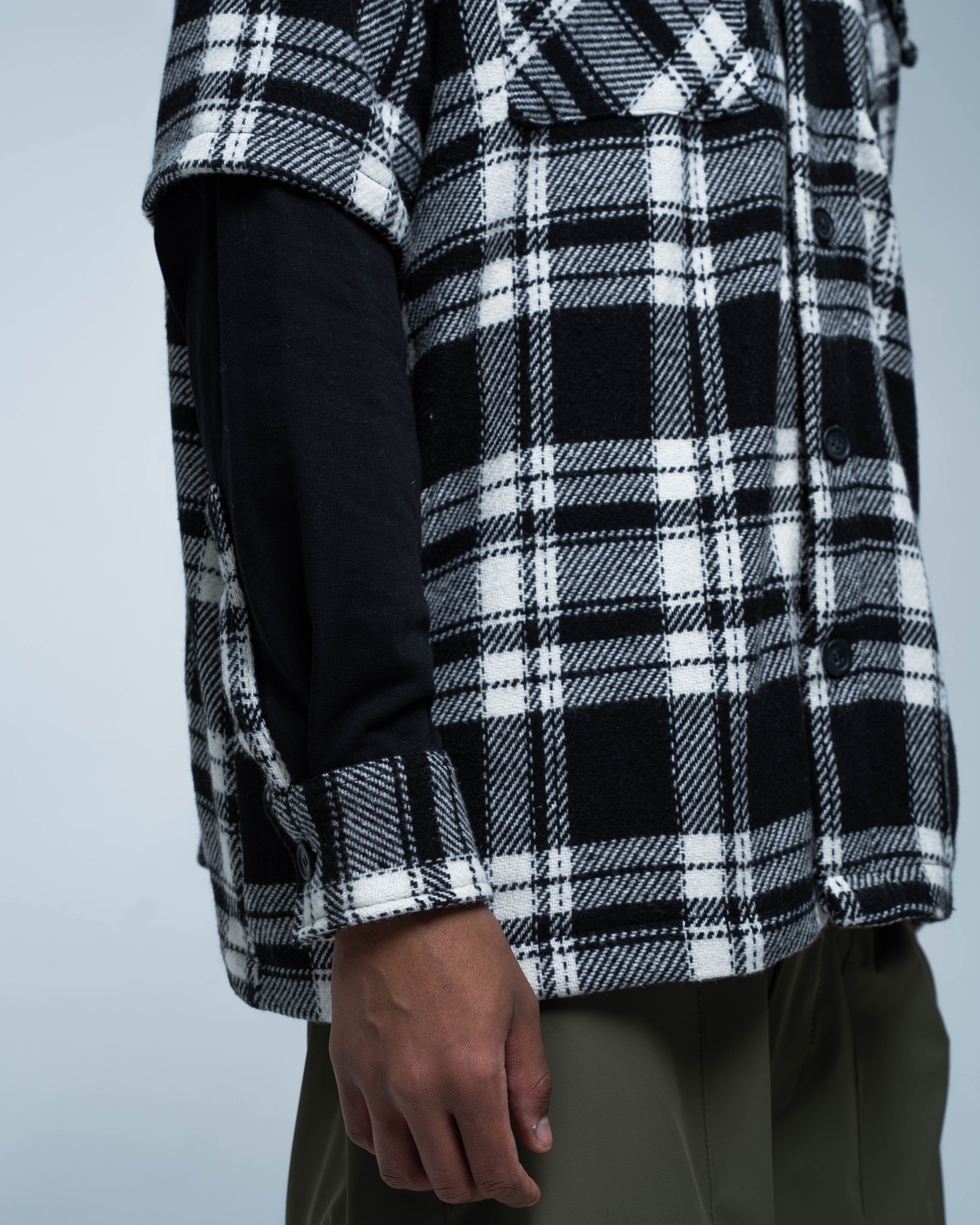 Camicia Grid Flannel 01 White and Black