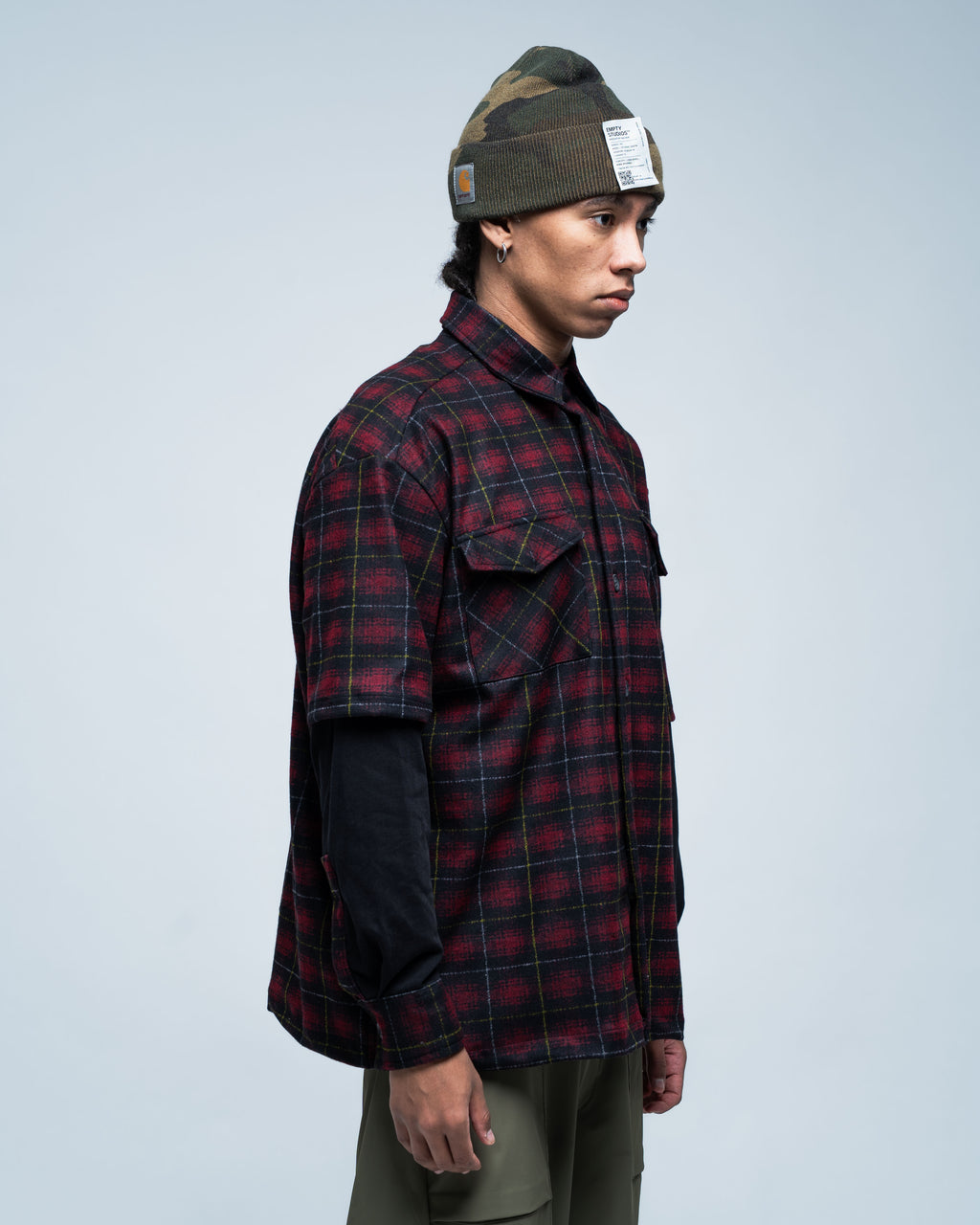 Camicia Grid Flannel 01 Red and Black