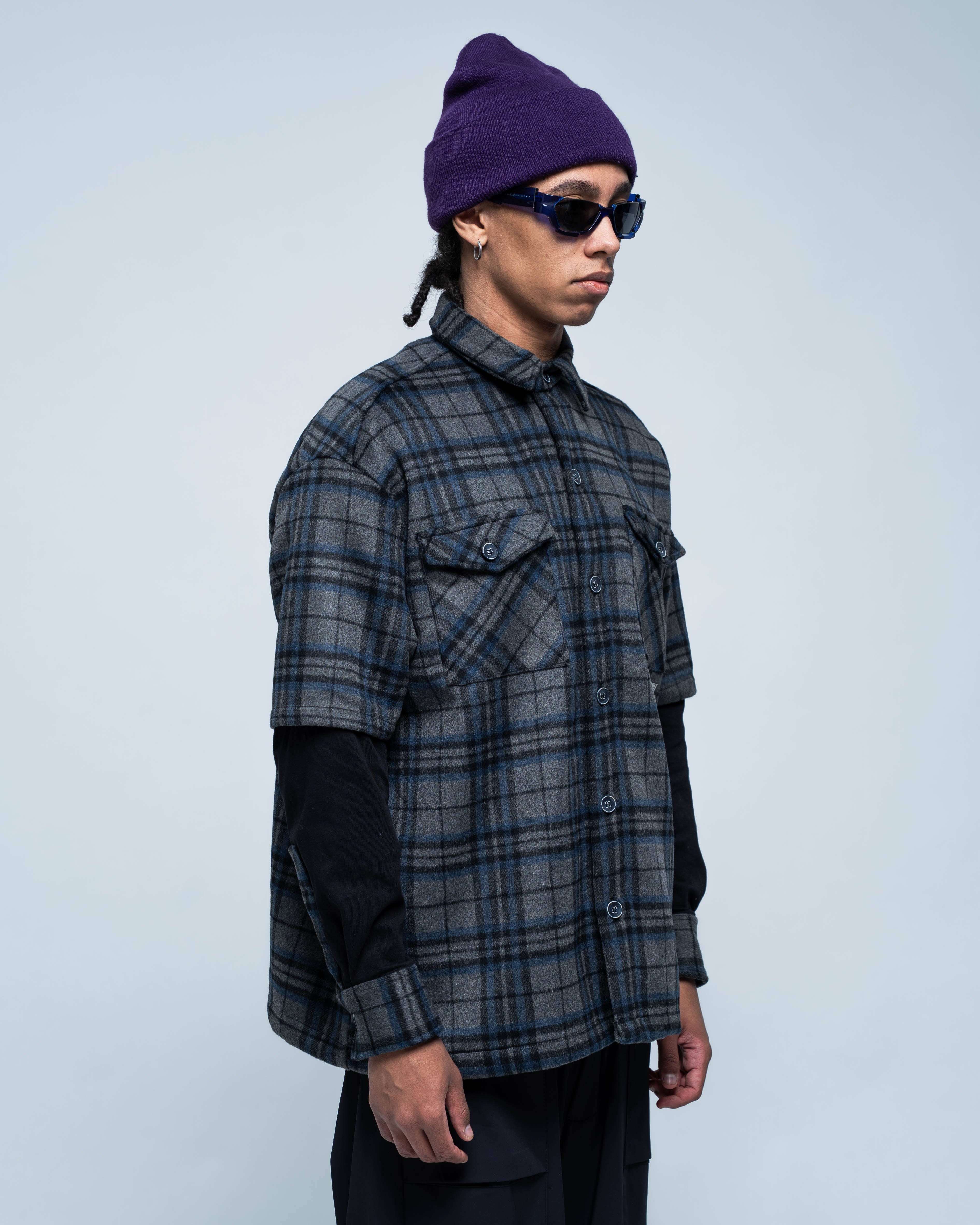Grid Flannel 01 Gray and Black shirt