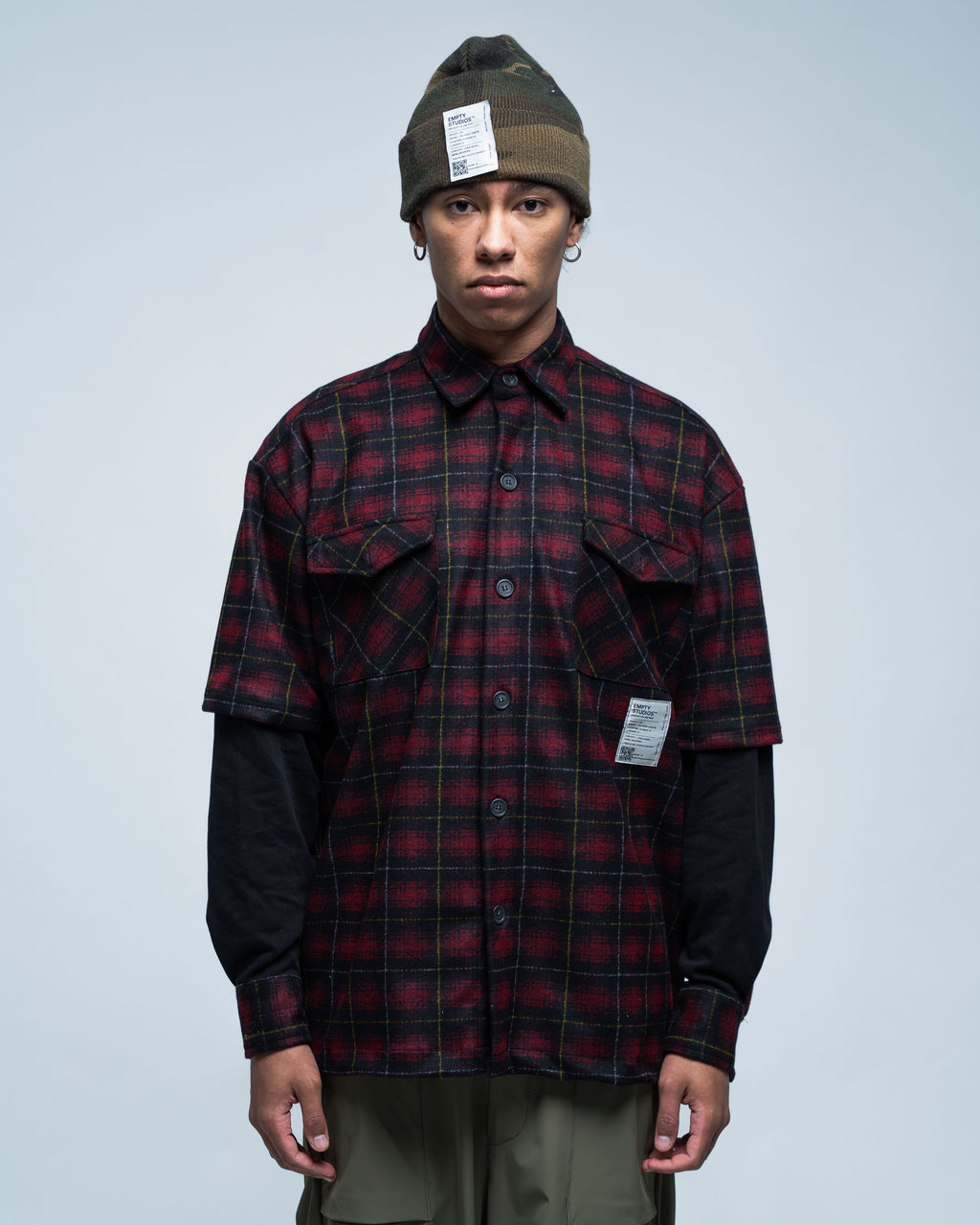 Camicia Grid Flannel 01 Red and Black