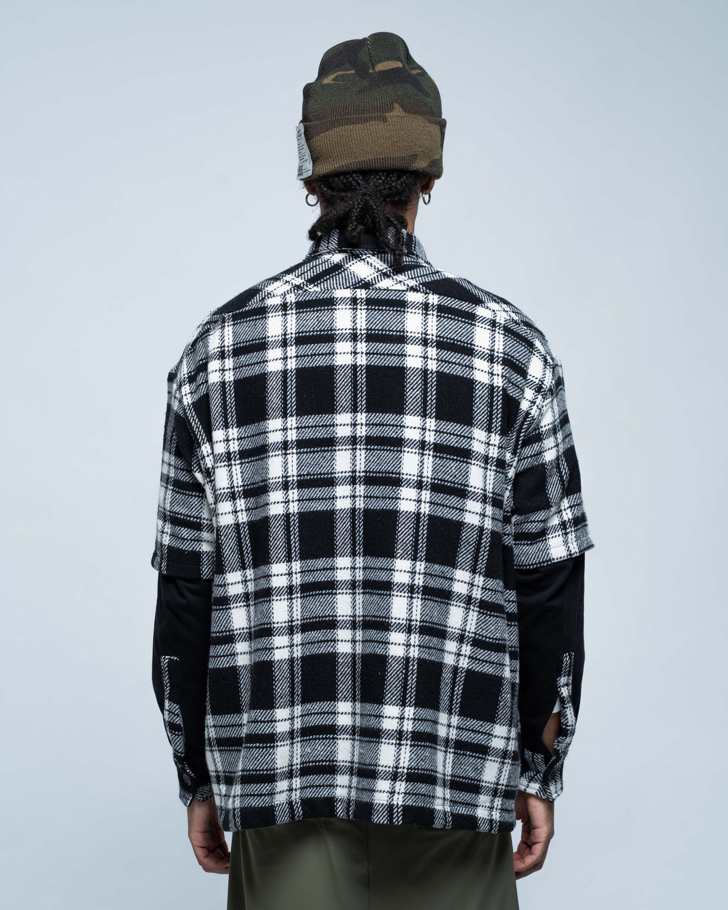 Camicia Grid Flannel 01 White and Black