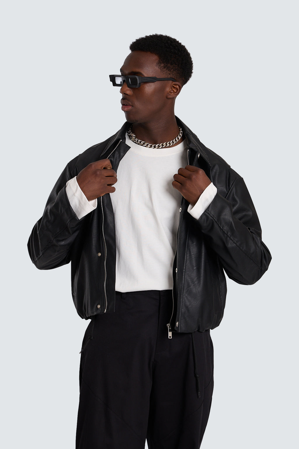 Faux leather jacket black