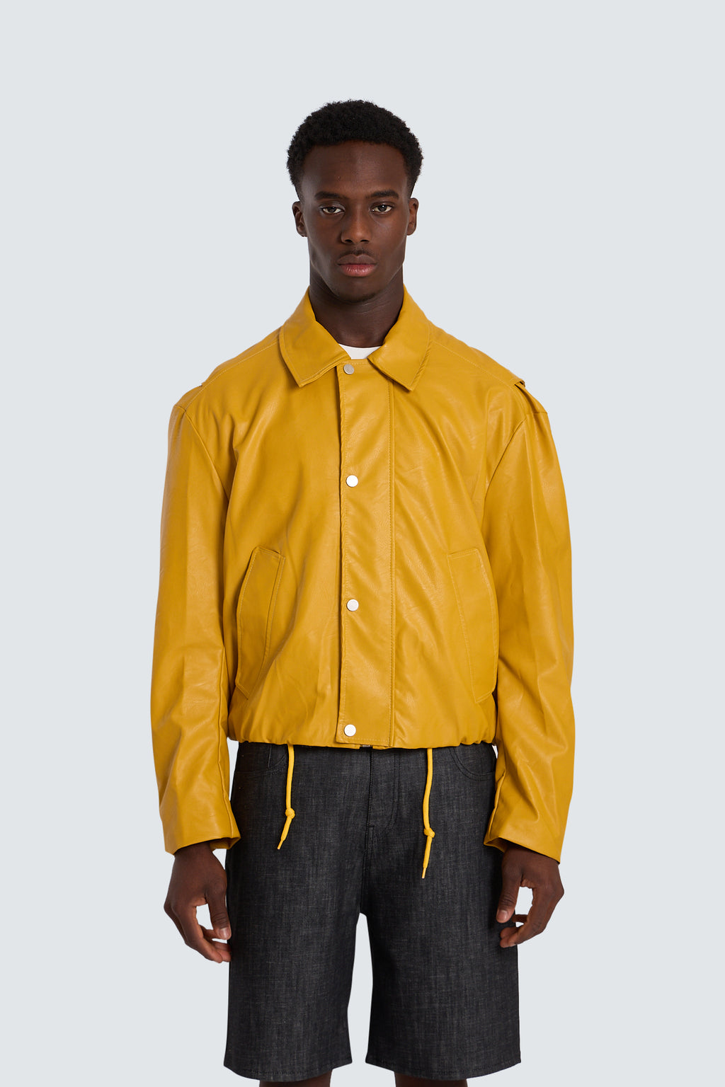 Faux leather jacket mustard