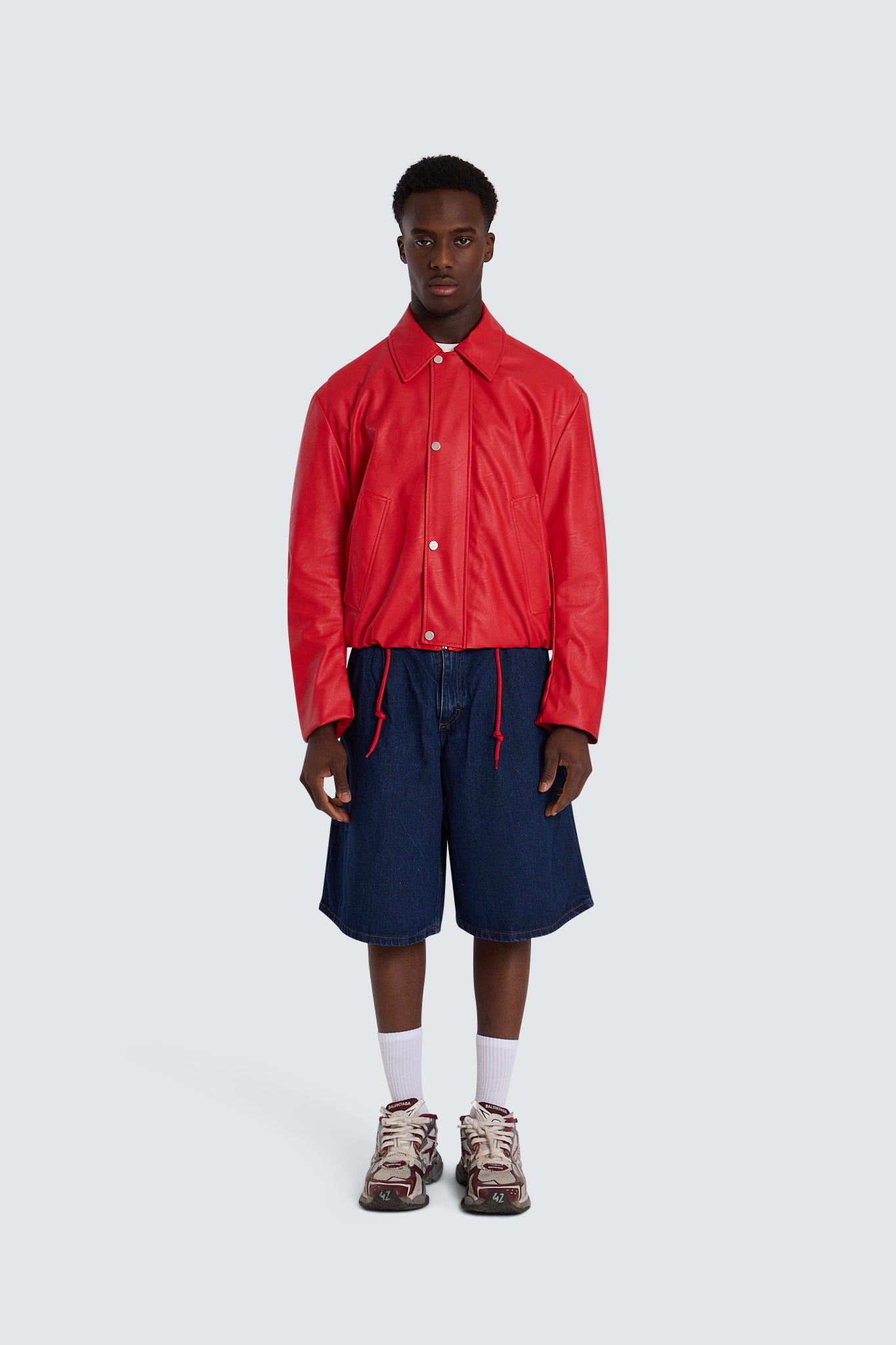 Faux leather jacket red