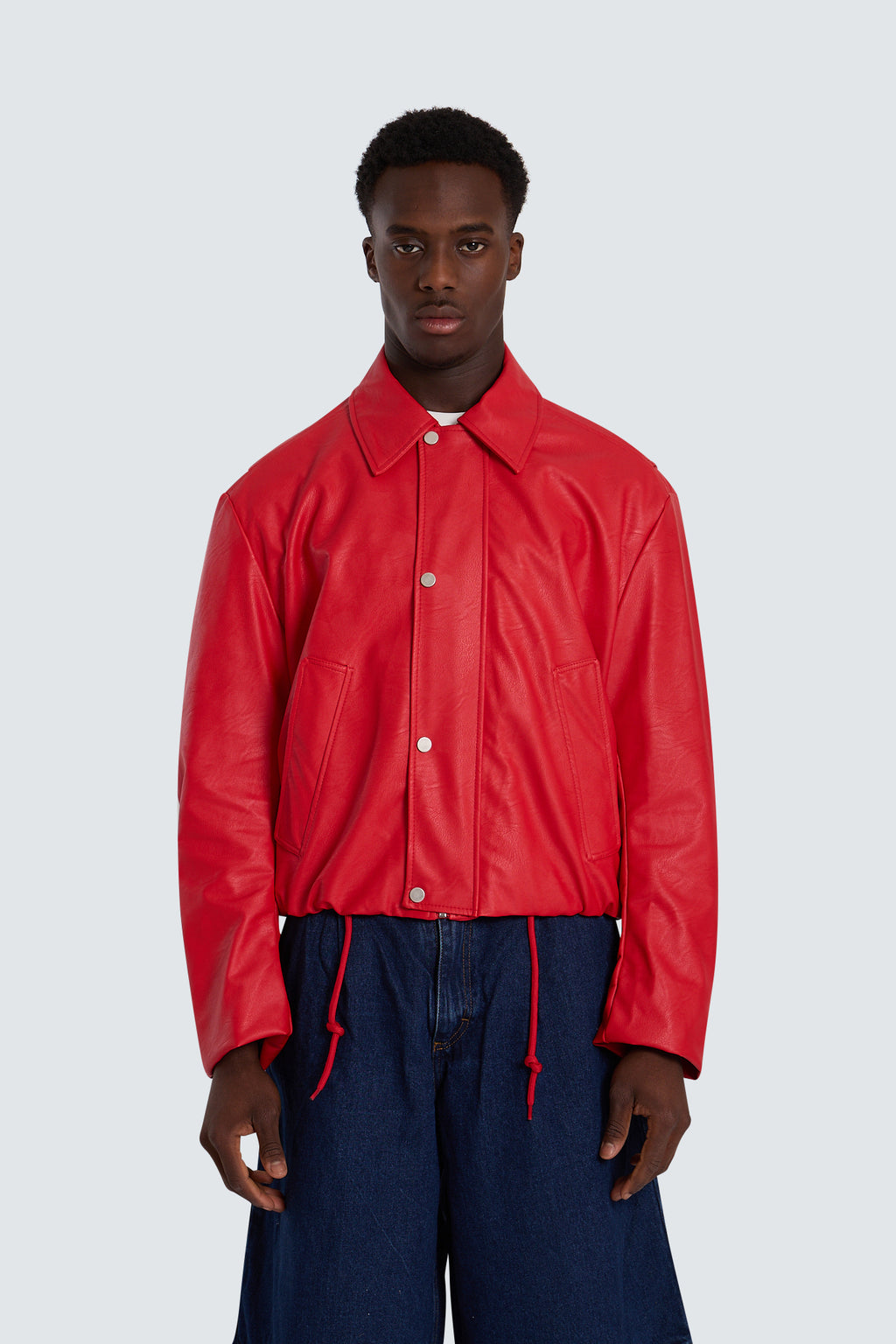 Faux leather jacket red